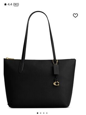 Coach Black Pebbled Leather Tote with Gold Charm
